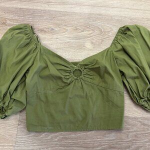 Abercrombie & Fitch cropped o-ring puff sleeve top